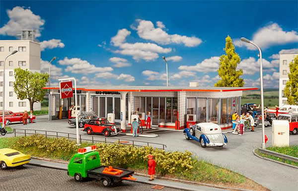Faller 130591 HO Scale Brandshof Gas Station -- Kit - 11-1/4 x 8-1/4 x 2-1/8" 28.5 _ 21 _ 5.3cm