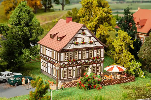 Faller 130593 HO Scale Copper Inn Guest House -- Laser-Cut Card Kit - 4 x 4-3/16 x 4-7/16" 10.1 x 10.7 x 11.3cm