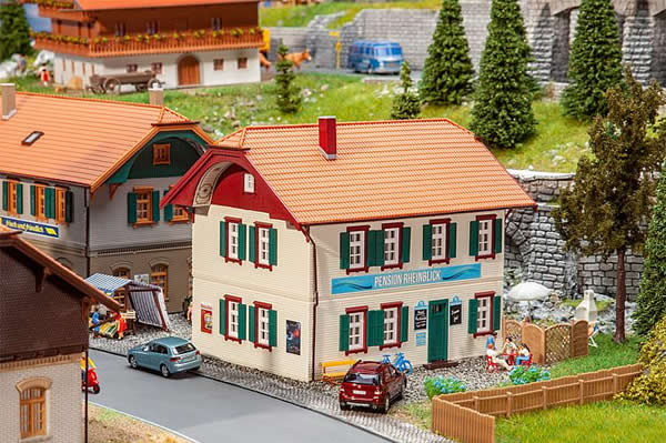 Faller 130596 HO Scale Pension Rheinblick Guest House Inn -- Kit - 6-3/8 x 4-3/4 x 5-1/8" 16.2 x 12 x 13cm