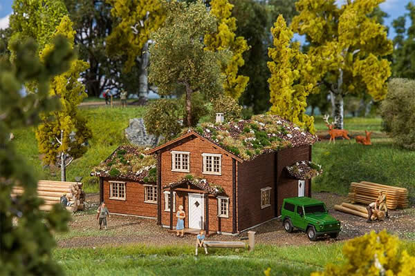 Faller 130605 HO Scale Norwegian House -- Laser-Cut Wood Kit - 5-5/8 x 5-5/8 x 2-15/16" 14.2 x 14.2 x 7.5cm