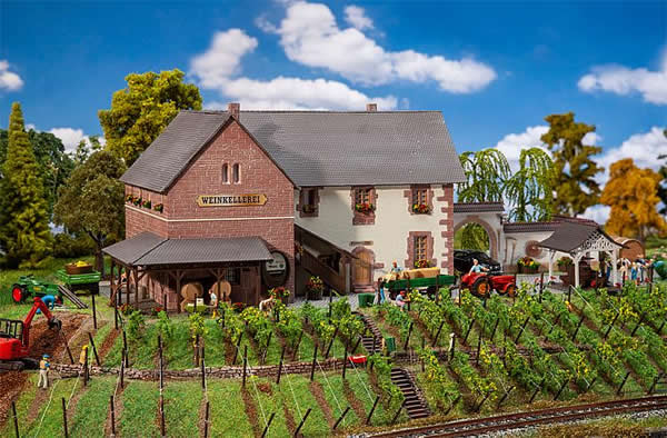 Faller 130611 HO Scale Winery with Details -- Kit - 10-11/16 x 6-3/4 x 5-5/8" 27.2 x 17.2 x 14.3cm