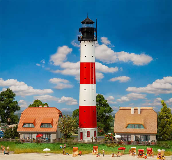 Faller 130670 HO Scale Westerheversand Lighthouse with Light -- Kit - 2-11/16 x 2-9/16 x 16" 6.9 x 6.5 x 40.6cm
