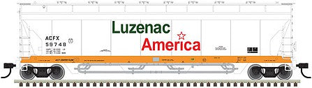 Atlas 20006272 HO Scale Pressureaide Centerflow Hopper - Ready to Run - Master(R) -- Luzenac America 59748 (green, orange, white)