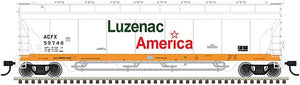 Atlas 20006272 HO Scale Pressureaide Centerflow Hopper - Ready to Run - Master(R) -- Luzenac America 59748 (green, orange, white)