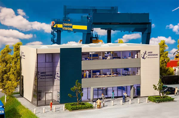 Faller 130891 HO Scale Insurance Office Building -- Modular Mixed-Media Kit - 11-7/8 x 6-1/2 x 4-15/16" 30.2 x 16.5 x 12.5cm