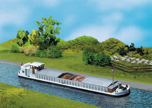 Faller 131006 HO Scale River Cargo Boat w/Cabin - Kit (Nonpowered Display Model) -- 14-3/16 x 2-3/8 x 2-5/8" 36 x 6 x 6.7cm