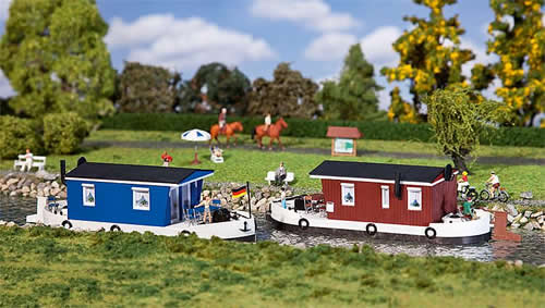 Faller 131008 HO Scale Houseboat -- Kit - Each: 5-3/8 x 2-1/8 x 1-7/8" 13.5 x 5.3 x 4.6cm pkg(2)
