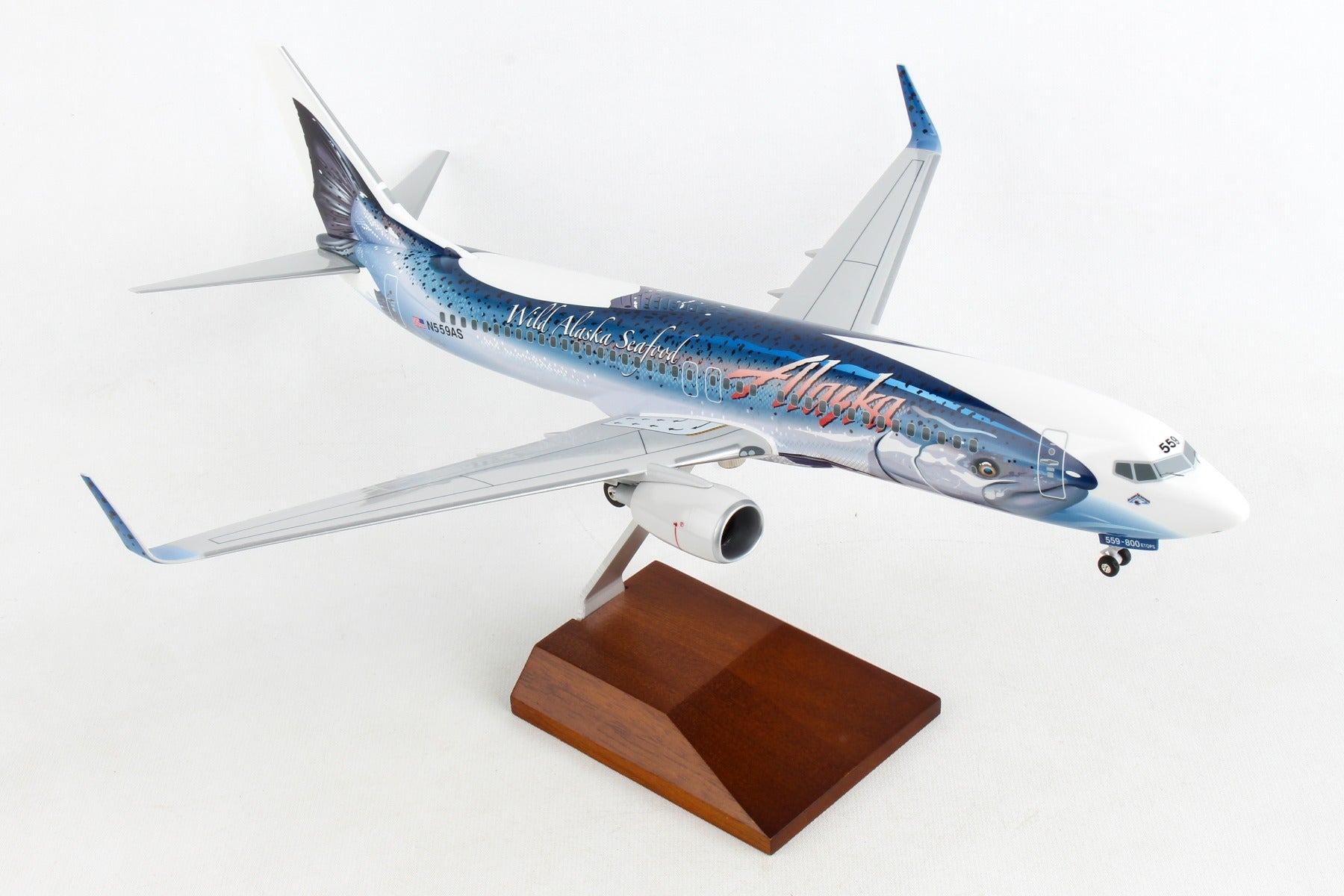 Skymarks Supreme SKR8238 Skymarks Alaska 737-800 1/100 Salmon Thirty Salmon W/Gear