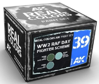 AK Interactive RCS39 Real Colors: WWII RAF Day Fighter Scheme Acrylic Lacquer Paint Set (3) 10ml Bottles