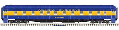 Atlas 20005095 HO Scale Pullman 6-3 Sleeper - Ready to Run -- Alaska Railroad "Mt. Susitna" (blue, yellow)