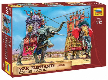 Zvezda 8011 1/72 War Elephants III-I BC (2 & 7 Figs)