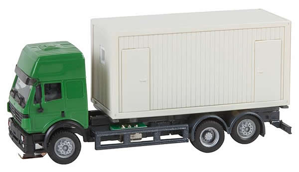 Faller 161480 HO Scale Mercedes-Benz SK94 Truck with 20' Construction Container Load - Car System -- Green