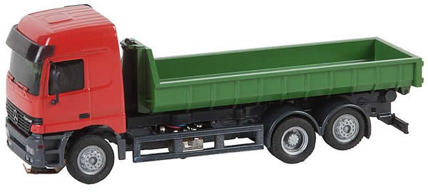 Faller 161481 HO Scale 2002 Mercedes-Benz Actros L Truck with roll-Off Bin Load - Car System -- Red, Green