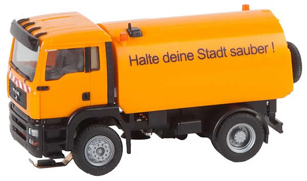 Faller 161482 HO Scale 2000-2006 MAN TGA Street Sweeper - Car System -- Orange, German Lettering