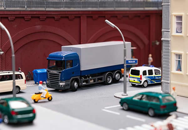 Faller 161492 HO Scale Scania R 13 HL Low-Side Truck with Cover - Assembled - Digital 3.0 - Car Syste -- Blue, Gray