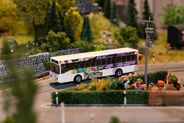 Faller 161495 HO Scale Starter Set with Mercedes-Benz O405 Bus - Car System -- White Bus, 10m Contact Wire, Road Materials and Instructions