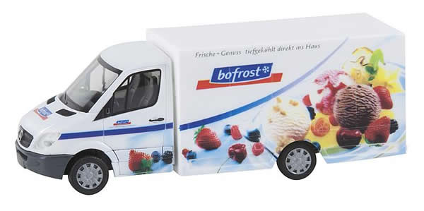 Faller 161610 HO Scale Operating Mercedes-Benz Sprinter Box-Body Delivery Van - Car System -- Bofrost (white, Color Graphics, German Lettering)