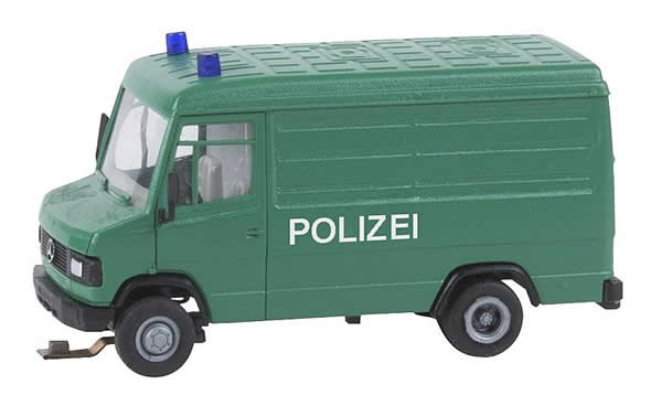 Faller 161632 HO Scale Operating Mercedes-Benz T2 Vario Cargo Van - Car System -- Police (green, German Lettering)