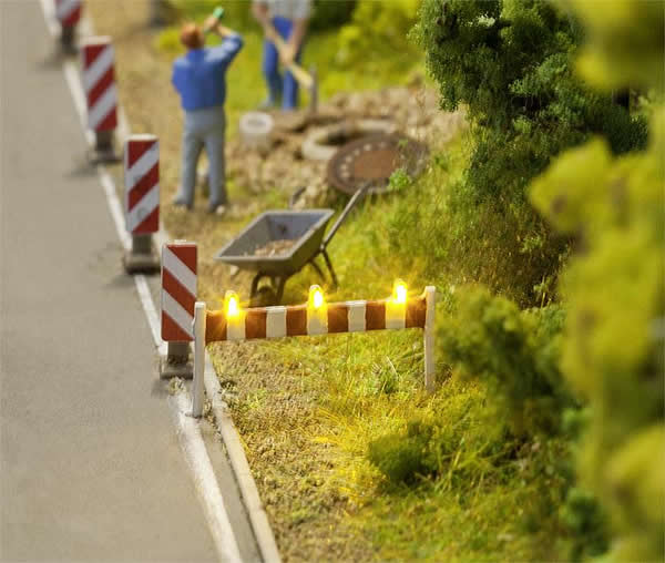 Faller 161830 HO Scale Traffic Barricade w/LED Warning Lights - Car System -- pkg(2)