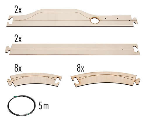 Faller 162100 N Scale Car System Laser-Street Starter Set - Kit -- Parts for 2-Lane Oval - 130" 330cm Route w/196-7/8" 5m Guide Wire