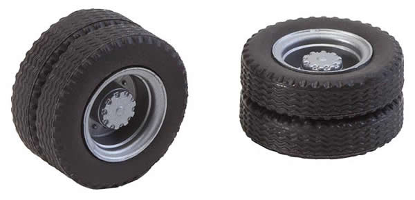 Faller 163101 HO Scale Dually Truck Tires & Rims - Car System -- Fits Powered Herpa Trucks & Buses