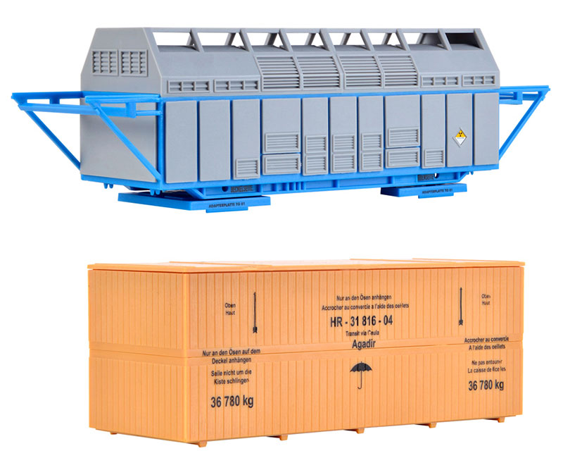 Kibri 16511 1/87 Scale Nucrear Waste Freight Container and Wooden Crate