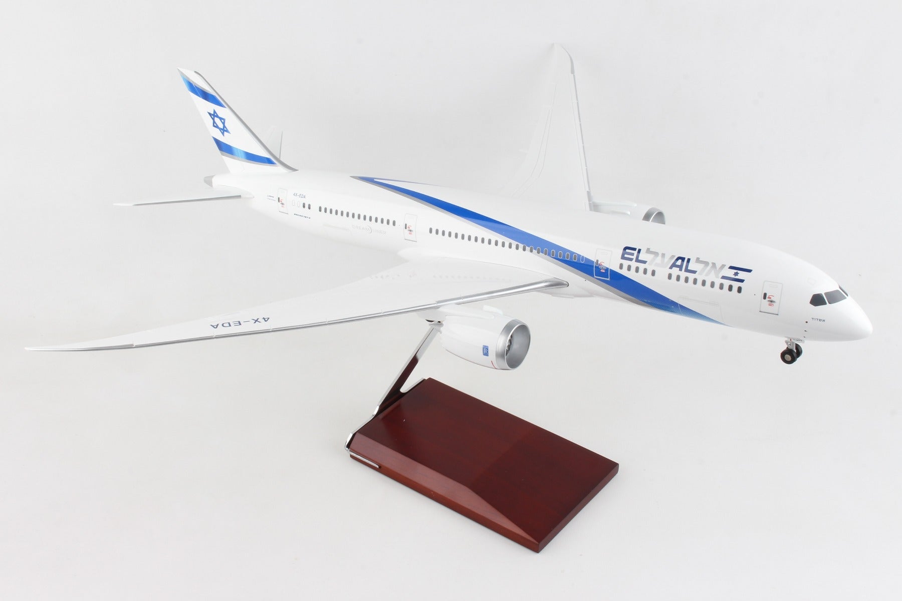 Skymarks Supreme SKR9007 Skymarks El Al 787-9 1/100 W/Wood Stand & Gear