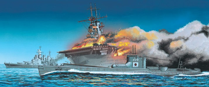 Aoshima 10303 1/700 USS Wasp Aircraft Carrier & IJN I19 Submarine