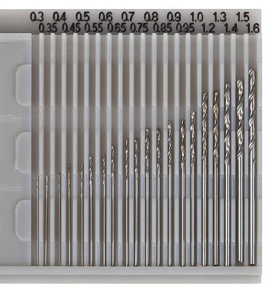 Faller 170523 All Scale Drill Set -- 20 Pieces .010 - .060" .3 to 1.6mm