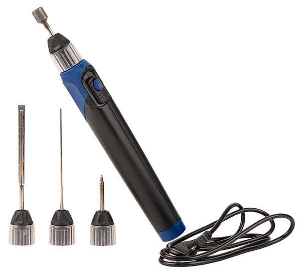 Faller 170537 All Scale Battery-Powered Heat Tool with LED Light -- 1 Tip Each: Soldering, Foam Shaper, Foam Cutter Blade, Heat Shrinking