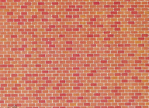 Faller 170608 HO Scale Embossed Panel Building Material Sheet -- Red Brick