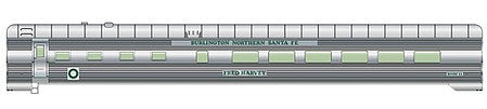 Walthers Proto 14451 HO Scale 85' Pullman-Standard 36-Seat Diner - Ready-to-Run - Lighted -- BNSF #11 "Fred Harvey" (Business Train, Real Metal Finish)