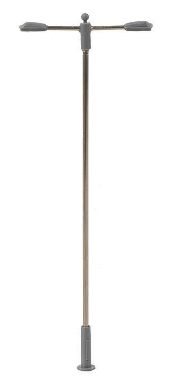 Faller 180203 HO Scale Pole-Mast Double-Arm LED Street Light -- 3-11/16" 9.3cm Tall