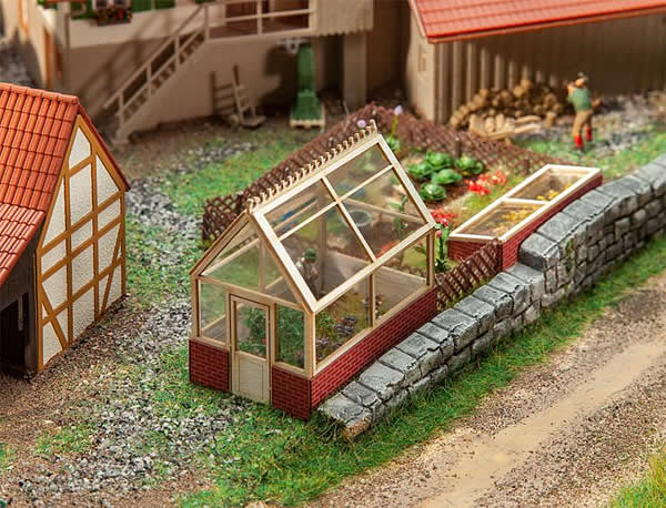 Faller 180305 HO Scale Greenhouse -- Laser-Cut Kit - 1-15/16 x 1-1/4 x 1-7/8" 4.9 x 3.1 x 4.8cm