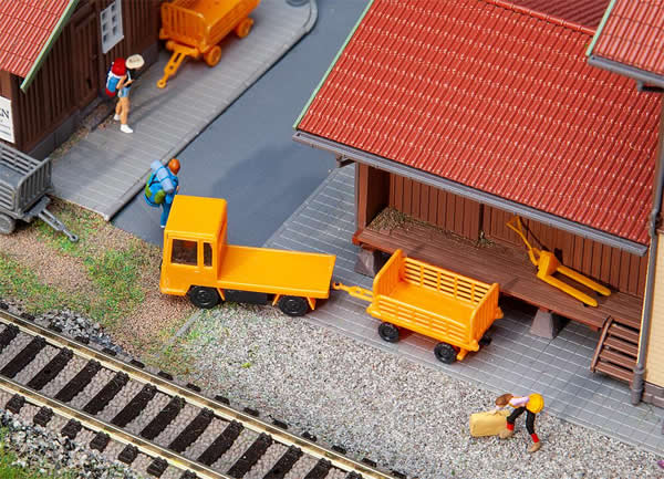 Faller 180357 HO Scale Station Platform Luggage Truck with Trailer - Kit