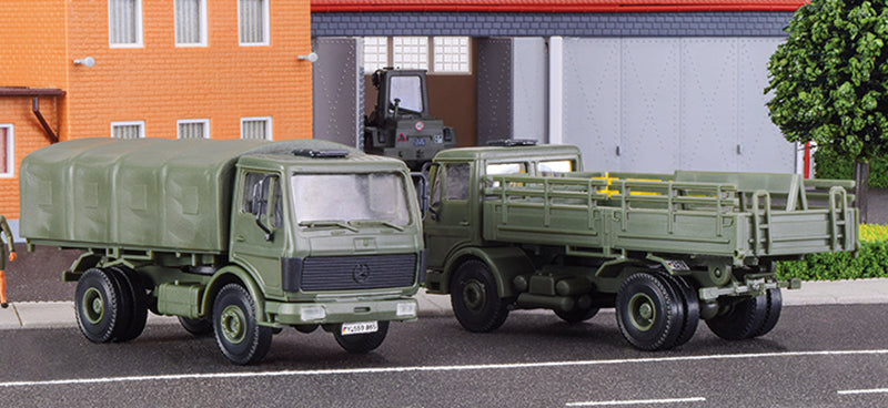Kibri 18051 1/87 Scale Mercedes-Benz 1017 and 1017A Military Flatbed Trucks