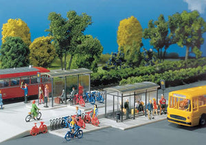 Faller 180553 HO Scale Modern Bus Shelters (2) & Bicycle Racks (2)