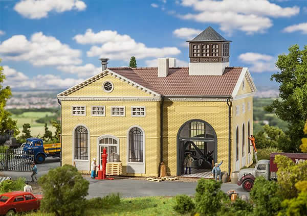 Faller 191734 HO Scale Machinery Hall with Steam Engine -- Kit - 7-5/16 x 4-15/16 x 6-1/8" 18.6 x 12.5 x 15.5cm, Depth 3.1cm