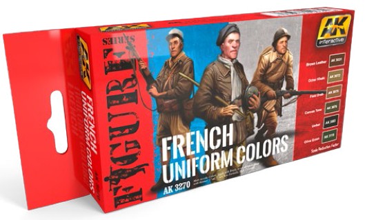 AK Interactive 3270 Figure Series: French Uniform Colors Acrylic Paint Set (6 Colors) 17ml Bottles (D)