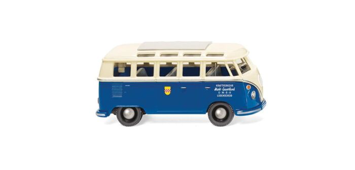 Wiking 79726 HO Scale 1963-1967 Volkswagen T1 Samba Passenger Van - Assembled -- Mark-Sauerland (blue, white, German Lettering)