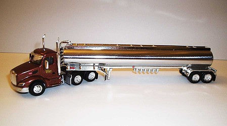 Trucks 'N Stuff TNS096 HO Scale Peterbilt 579 Day-Cab Tractor with Gas Tank Trailer - Assembled -- Williams Tank Lines (maroon, chrome)