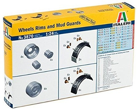Italeri 3870 1/24 Wheels, Rims & Mud Guards for Tractor Trailers & Tankers (D)