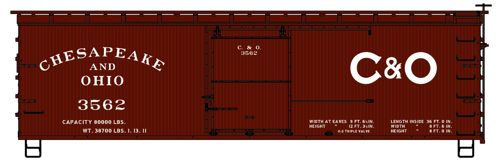 Accurail 1801 Ho 36'Dbl Sht Wood Boxcar C&O
