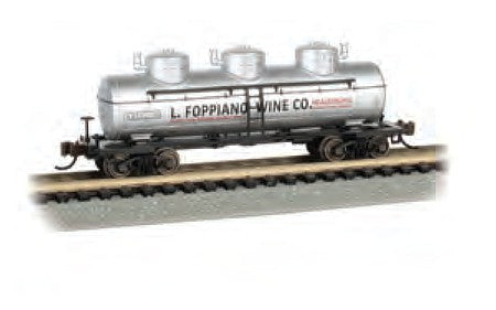 Bachmann 17114 HO Scale 40' 3-Dome Tank Car - Ready to Run - Silver Series(R) -- L. Foppiano Wine Co. #1112 (silver)