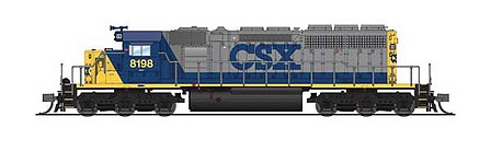 Broadway Limited 6197 N Scale EMD SD40-2 Low Nose - Sound and DCC - Paragon4 -- CSX 8199 (YN2, gray, blue, yellow)