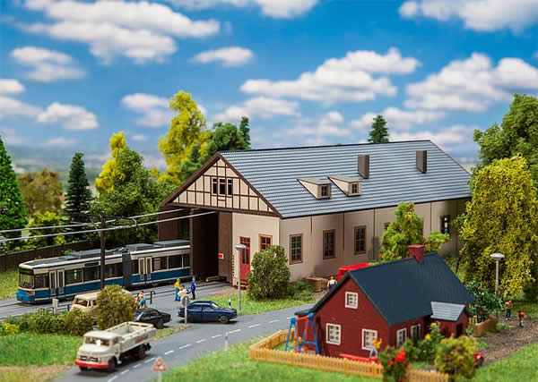 Faller 222101 N Scale Naumburg Streetcar Tram Maintenance Depot -- Laser-Cut Kit - 7-1/2 x 3-7/8 x 2-15/16" 19 x 9.9 x 7.4cm