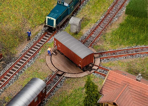 Faller 222114 N Scale Wood-Deck Freight Car Turntable w/Servo Drive -- Kit - 2-1/2" 6.3cm Diameter, 1-3/8" 3.5cm Deep