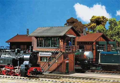 Faller 222161 N Scale Mittelstadt Yard Tower, Era I Painted & Weathered -- 1-13/16 x 1-5/16 x 2-3/16" 4.5 x 3.4 x 5.5cm