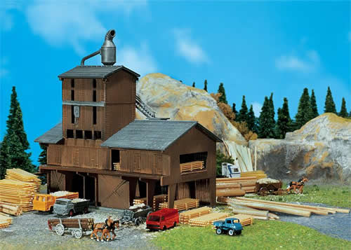 Faller 222181 N Scale Sawmill - Weathered Model -- 6-13/16 x 5 x 6" 17 x 10 x 15cm