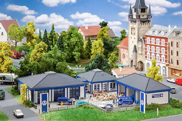 Faller 222222 N Scale German THW Office and Garage -- Kit - 2 Buildings
